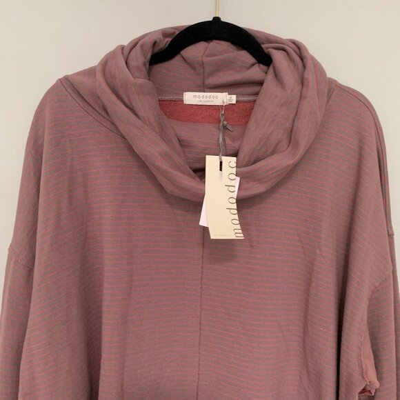 NEW Mododoc striped cowl‎ neck mid weight long sleeve pullover sweatshirt - Picture 2 of 9